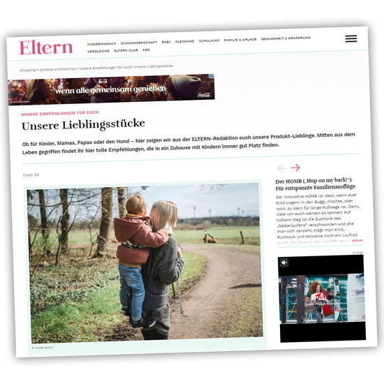 HOMB in der Presse - Eltern.de berichtet über Kindertrage